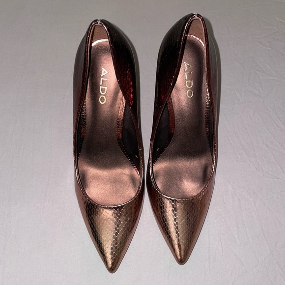 NWOT Aldo Lala Bronze Ombre Snake Print Scale Heels Size 6 ⭐️ - Picture 3 of 7